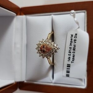 Imperial Topaz and Diamond Ring